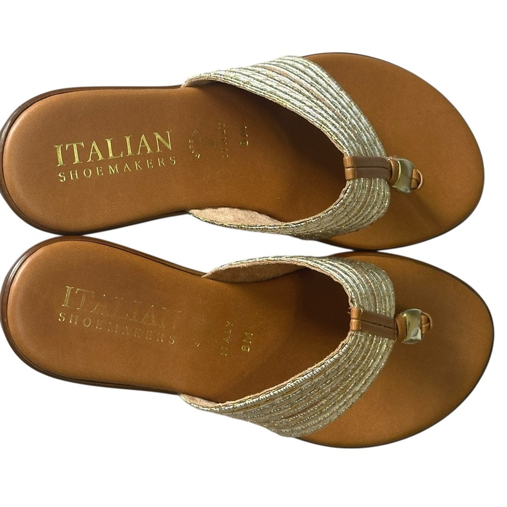 Italian Shoemakers. Tan Thong Sandals with Metallic Braided Strap (8M) NWOT - Picture 10 of 14